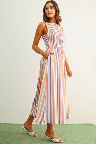 Sorbet Skies Striped Midi