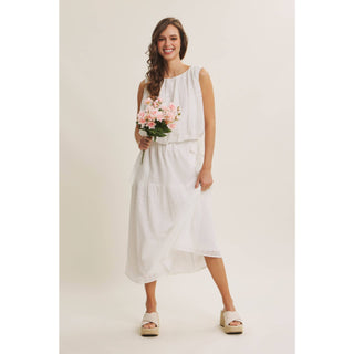EYELET BUBBLE TOP AND MIDI SKIRT SET