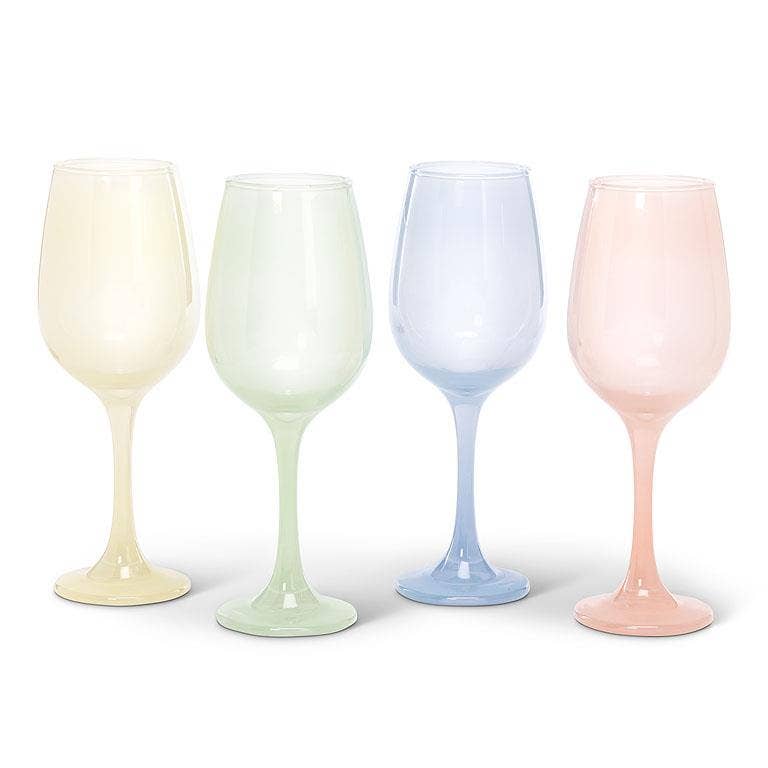 Sheer Pastel Wine Glass-4Asst-9"H(16oz)