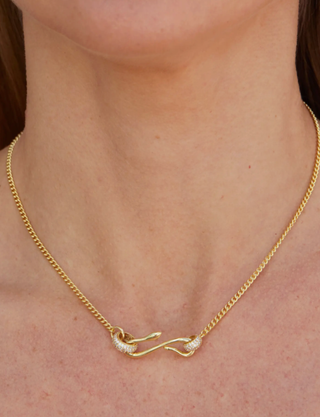 Snake Serpent Pendant Pavé Charm Necklace 