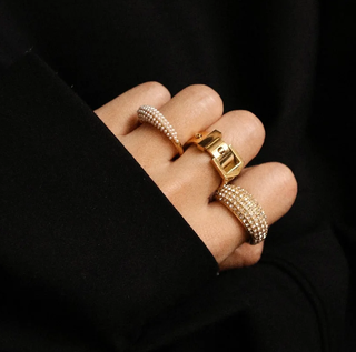 Buckle UP- Stainless Steel Buckle  Ring- 14K Gold/Steel