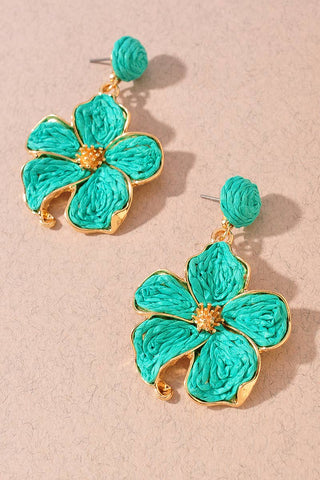 Woven Raffia Floral Statement Earrings