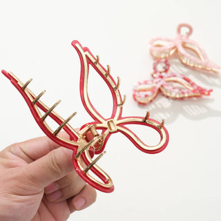 Sabrina Valentine | Large Ribbon Metal Bow Claw Clip
