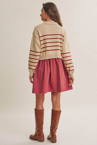 SEASIDE BRUNCH STRIPED POLO MINI DRESS