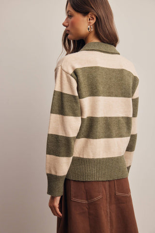 Seriously Striped Collared Knit Sweater