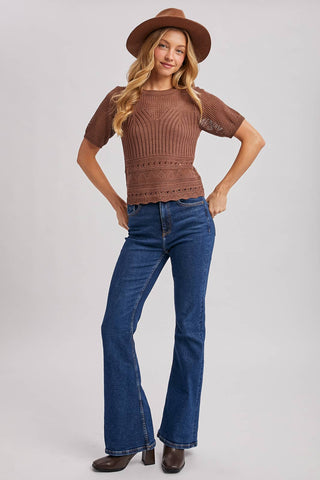 Mocha latte knit top