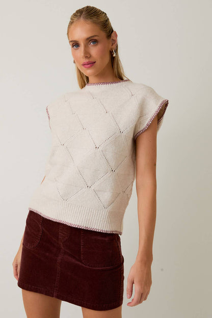 HIGH NECK WIDE SHOULDER SWEATER TOP