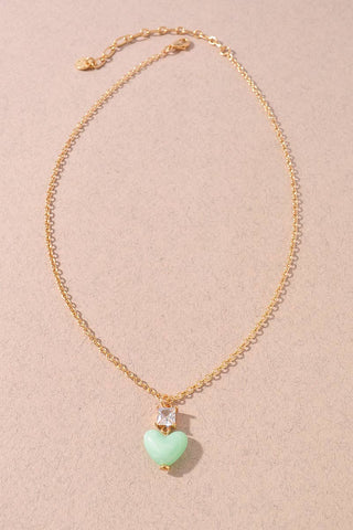 HEART STONE PENDANT NECKLACE