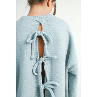 Robin's Egg Back Tie Sweater