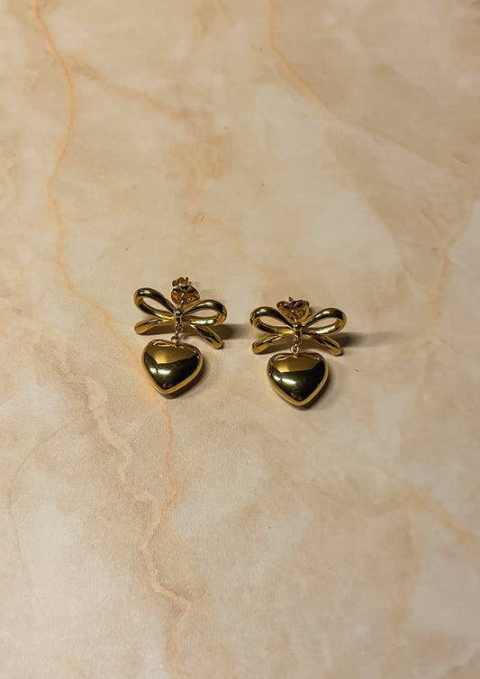 Bow Tied Heart Studs