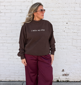 I Miss My Dog Mockneck Embroidered Sweatshirt