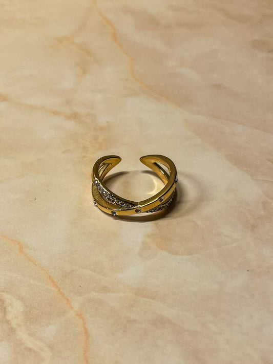 CZ Crossed Ring