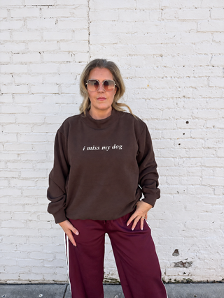 I Miss My Dog Mockneck Embroidered Sweatshirt