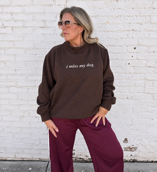 I Miss My Dog Mockneck Embroidered Sweatshirt