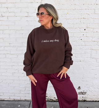 I Miss My Dog Mockneck Embroidered Sweatshirt