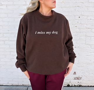 I Miss My Dog Mockneck Embroidered Sweatshirt