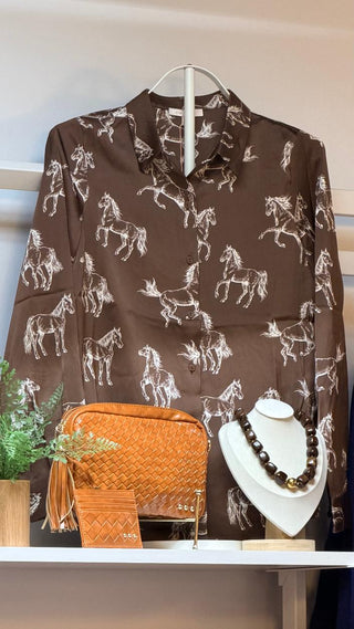 To The Races Satin Blouse