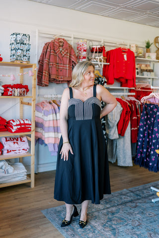 Braid Embroidery Detail Pleated Midi Dress