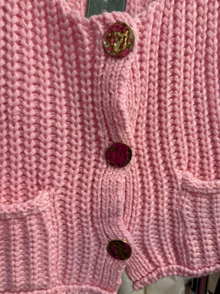 Round Neck Sweater Vest Pink