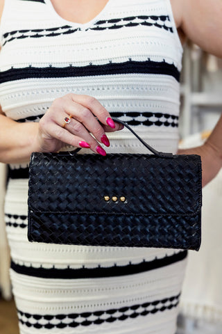 Urban Foldover Woven Clutch Crossbody
