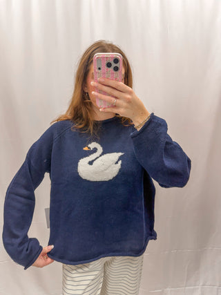 Swan in Blue Sweater