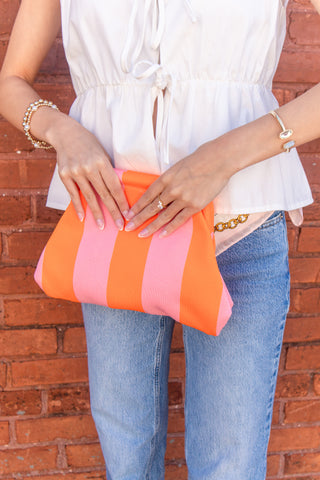 Large Striped Clutch