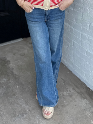 Seamed Wide Leg Denim Jean