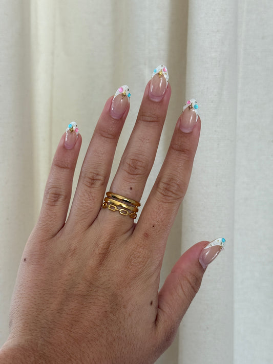 Paperclip Chain Triple Band Ring