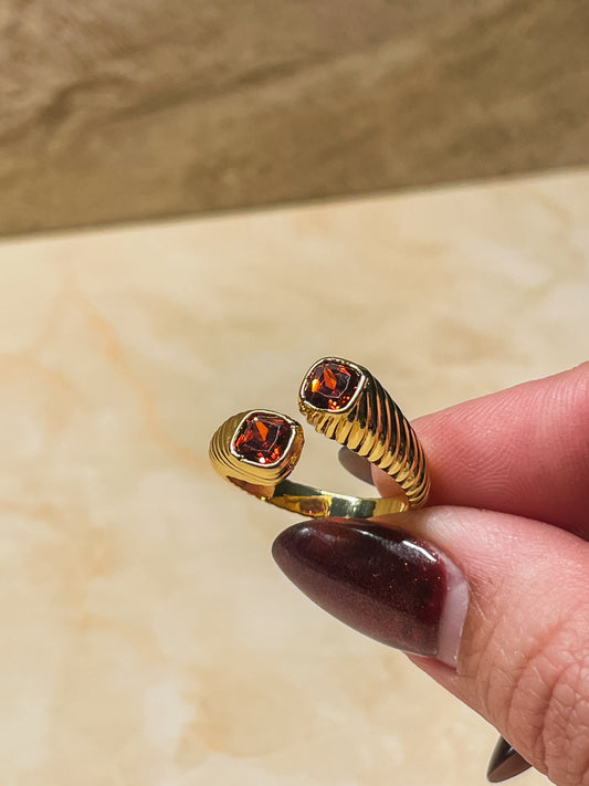 Red Garnet Twist Ring