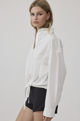 Drawstring Hem Button Down