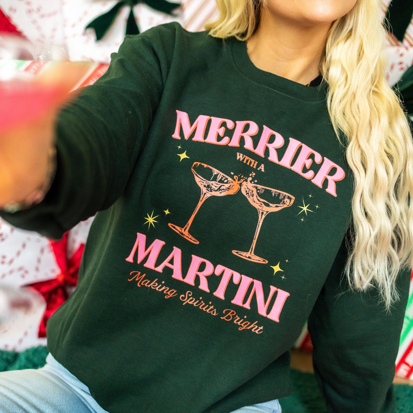 Merrier with a Martini, Taylor Christmas Sweatshirt, Christmas Sweatshirt