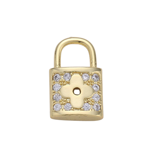 CZ Clover Padlock Charm