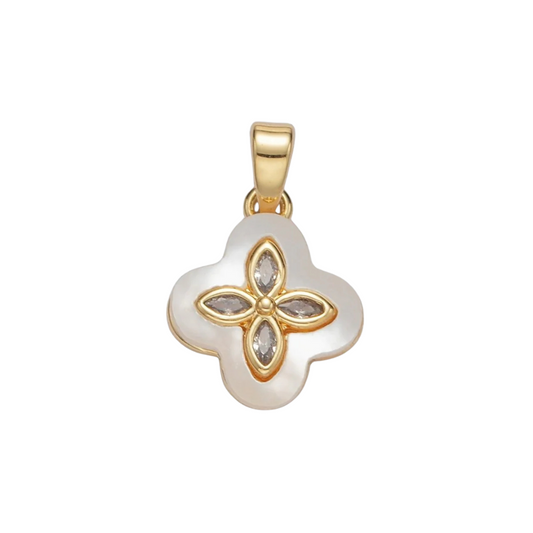 Pearl Quatrefoil Charm
