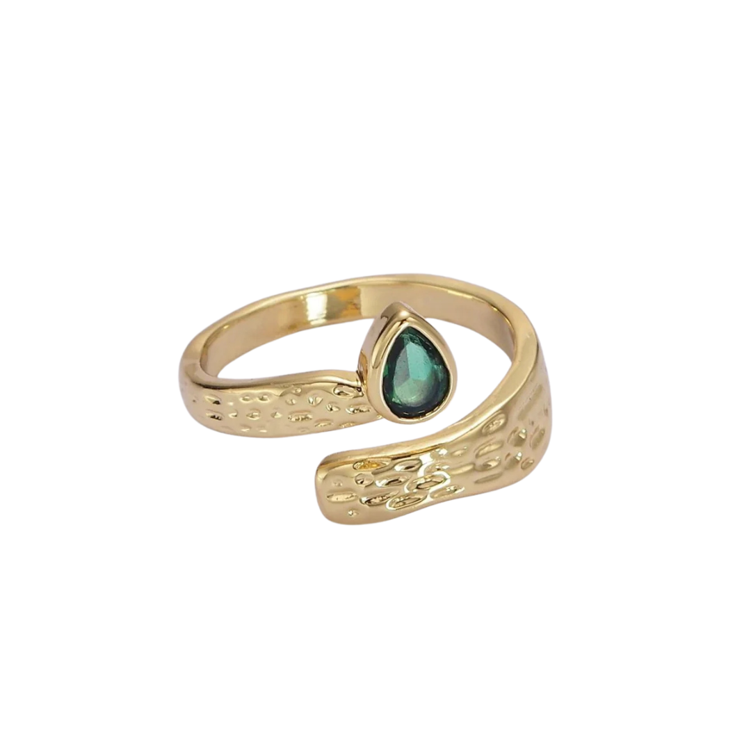 Green Teardrop Ring