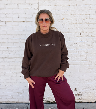 I Miss My Dog Mockneck Embroidered Sweatshirt