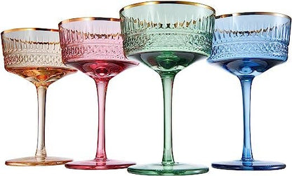 Vintage Pastel Coupe, Glasses | Set of 4 | 9.5 oz