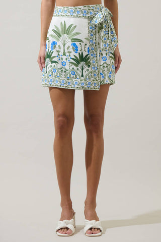 Senara Floral Levie Wrap Mini Skort