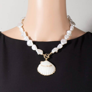 Metallic Accent Sea Shell Necklace