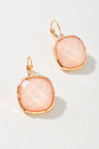 COLOR STONE OVAL DANGLE EARRINGS