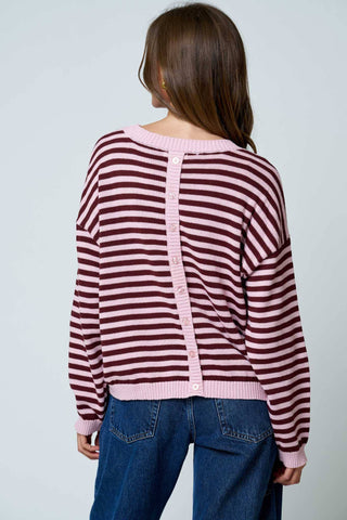 Candace Stripe Button Back