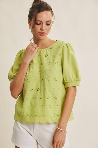Joyful Terry Eyelet Blouse
