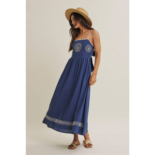 MEDITERRANEAN SUN ARTISAN EMBROIDERY MIDI WITH OPEN BACK