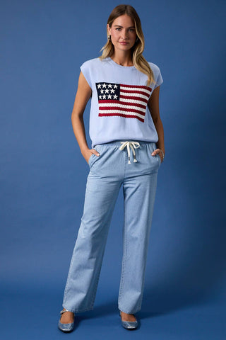 Blue Flag Sweater Top