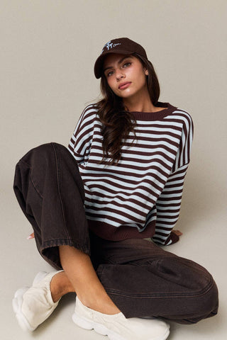 Warm Hugs Striped Crewneck Sweater