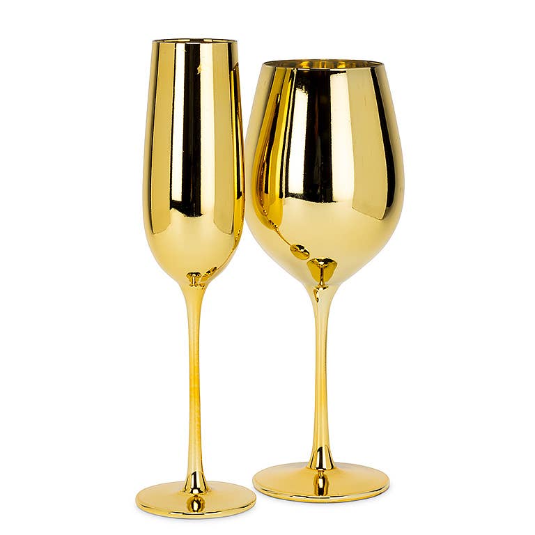 Gold Large Wine Glass-9.5"H(18oz)-2393