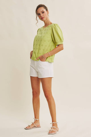 Joyful Terry Eyelet Blouse