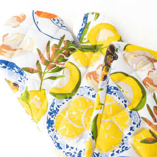 Lemon Santorini Oven Mitt Set