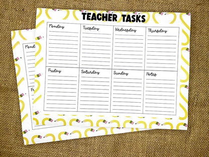 Teacher Gift Weekly Planner, stationery tear off notepad