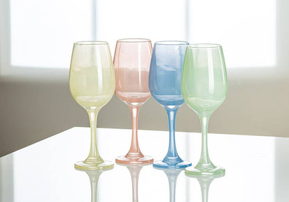 Sheer Pastel Wine Glass-4Asst-9"H(16oz)