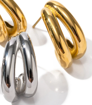 Flow- Double Hoop Earring- Steel Waterproof